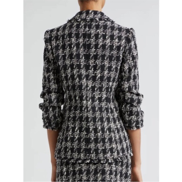 Cinq à Sept 'Khloe' Fringe-Trim Adrienne Boucle Blazer, Black/Ivory - Picture 5 of 12